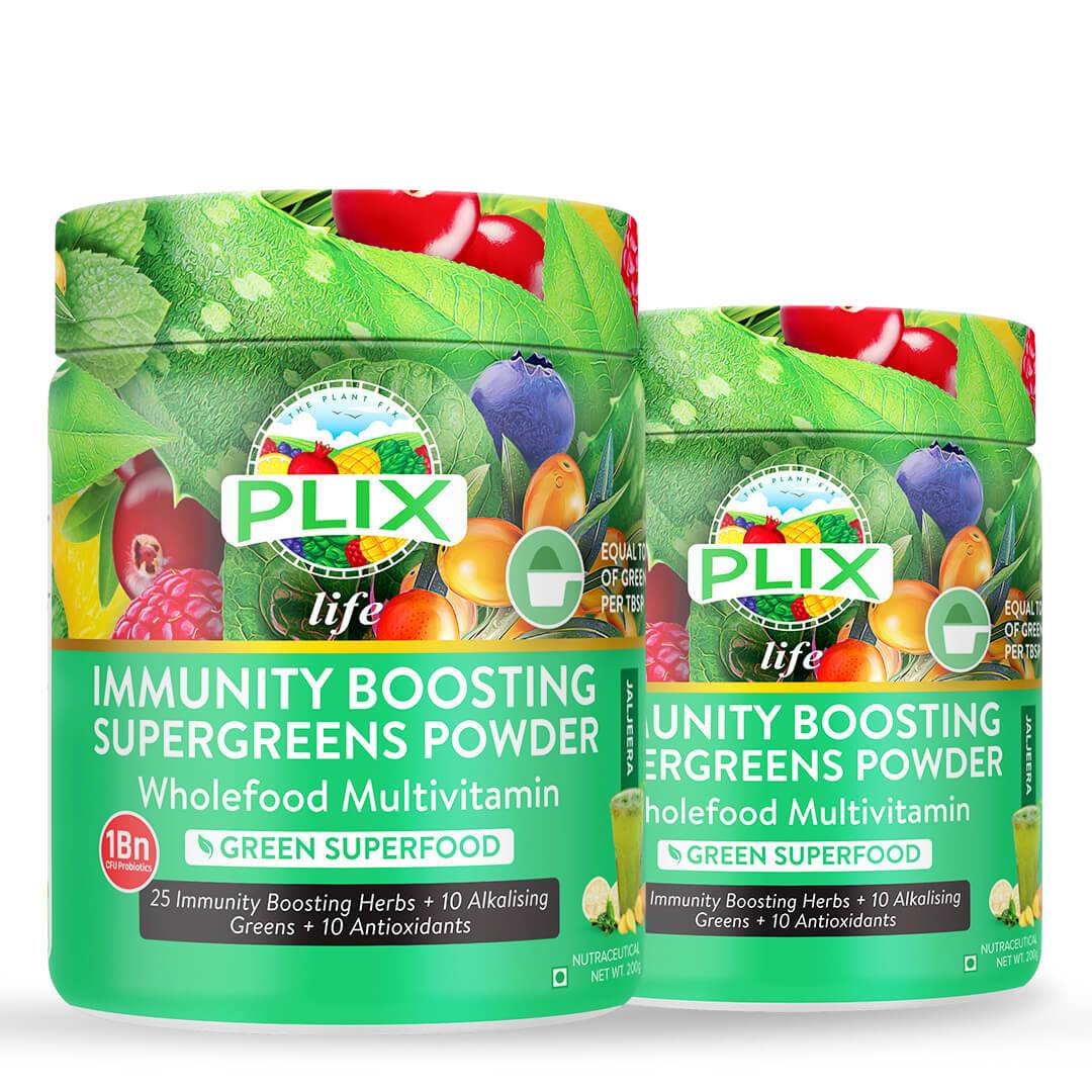  Plix Super greens Immunity Boosting Powder Online to detoxify your body & digestion